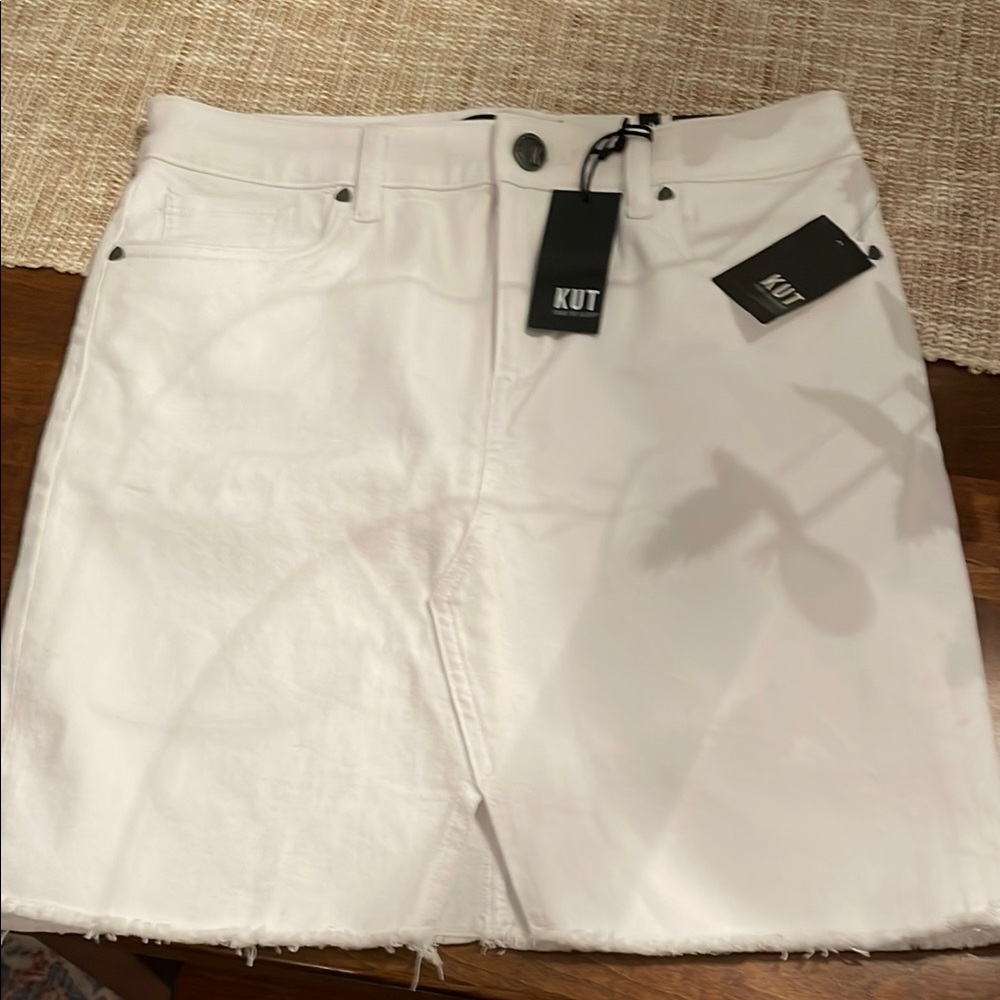Kut from the Kloth White Denim Skirt
